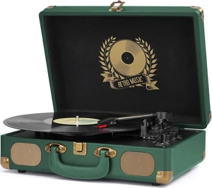 Vinyl Record Player Bluetooth Turntable 3-Speed Suitcase Portable Vintage Belt-Driven Record Player with Speakers RCA Line Out AUX in Headphone Jack Vinyl Record Player Bluetooth Turntable 3-Speed Suitcase Portable Vintage Belt-Driven Record Player with Speakers RCA Line Out AUX in Headphone Jack