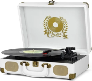 Record Player Bluetooth Turntable 3-Speed Suitcase Portable Vintage Belt-Driven Vinyl Record Player with Built-in Speakers RCA Line Out AUX in Headphone Jack Record Player Bluetooth Turntable 3-Speed Suitcase Portable Vintage Belt-Driven Vinyl Record Player with Built-in Speakers RCA Line Out AUX in Headphone Jack