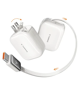 FlexLine 35W USB C Charger, Dual-Port GaN Retractable Charger | iPhone 17/16/15, Galaxy, Pixel, iPad compatible, built-in braided cable, dual-device fast charging, travel and desk use FlexLine 35W USB C Charger, Dual-Port GaN Retractable Charger | iPhone 17/16/15, Galaxy, Pixel, iPad compatible, built-in braided cable, dual-device fast charging, travel and desk use