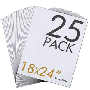 25 Pack 18x24 Mat Boards, 4-Ply Acid-Free Backing Board Ideal for Framing Photos, Art Prints, Paintings, Posters and DIY Craft Projects 25 Pack 18x24 Mat Boards, 4-Ply Acid-Free Backing Board Ideal for Framing Photos, Art Prints, Paintings, Posters and DIY Craft Projects