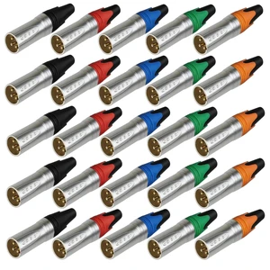 Geisler XLR 3 Pin Male XLR 3 Pin Female Plug Gold-Plated Copper Contacts Fine Silver Nickel Metal Housing with Muficolored Rubber Ring (Silver-housing Colorful-Mark Male) 25 Pack Geisler XLR 3 Pin Male XLR 3 Pin Female Plug Gold-Plated Copper Contacts Fine Silver Nickel Metal Housing with Muficolored Rubber Ring (Silver-housing Colorful-Mark Male) 25 Pack