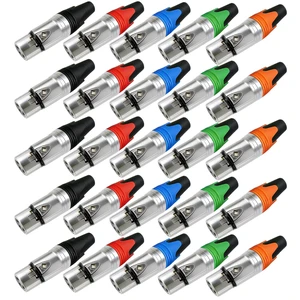 Geisler XLR 3 Pin Male XLR 3 Pin Female Plug Gold-Plated Copper Contacts Fine Silver Nickel Metal Housing with Muficolored Rubber Ring (Silver-housing Colorful-Mark Female) 25 Pack Geisler XLR 3 Pin Male XLR 3 Pin Female Plug Gold-Plated Copper Contacts Fine Silver Nickel Metal Housing with Muficolored Rubber Ring (Silver-housing Colorful-Mark Female) 25 Pack