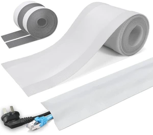 Floor Cable Covers - Oxford Fabric Cord Protector with Adhesive Hook & Loop,Waterproof Wire Storage Sleeve for Any Floor Surface,Durable Cable Management to Prevent Tripping Hazards (White, 10ft) Floor Cable Covers - Oxford Fabric Cord Protector with Adhesive Hook & Loop,Waterproof Wire Storage Sleeve for Any Floor Surface,Durable Cable Management to Prevent Tripping Hazards (White, 10ft)