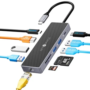 USB C Docking Station, Laptop Docking Station 10 in 1 with Ethernet 1000M, USB C Hub HDMI, PD 100W, TF/SD Reader, USB C 3.0, 4 USB A for MacBook Pro/Air, Surface, iPad, Cable Length: 7.87in USB C Docking Station, Laptop Docking Station 10 in 1 with Ethernet 1000M, USB C Hub HDMI, PD 100W, TF/SD Reader, USB C 3.0, 4 USB A for MacBook Pro/Air, Surface, iPad, Cable Length: 7.87in