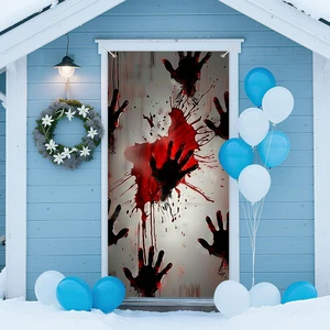 Halloween Red Handprint Door Door Cover Decorations 35x71 Inch | Distressed White Door Door Banner Porch Backdrop Decor Party Supplies For Indoor Outdoor Red Handprints Theme Halloween Red Handprint Door Door Cover Decorations 35x71 Inch | Distressed White Door Door Banner Porch Backdrop Decor Party Supplies For Indoor Outdoor Red Handprints Theme