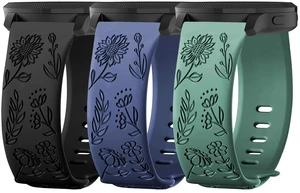3 Pack 22mm Flower Pattern Bands Compatible with Garmin Venu 4 45mm/Venu 3/Venu 2/Vivoactive 4/Forerunner 745/265/255/255 Music, Soft Silicone Floral Engraved Sport Strap for Women Men 3 Pack 22mm Flower Pattern Bands Compatible with Garmin Venu 4 45mm/Venu 3/Venu 2/Vivoactive 4/Forerunner 745/265/255/255 Music, Soft Silicone Floral Engraved Sport Strap for Women Men