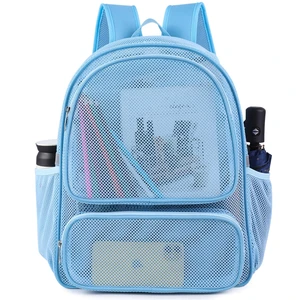 Mesh Backpack with Laptop Compartment, Ergonomic Reflective Design, Blue | Semi-Transparent College Back Pack for Girls, Boys, For Commuting, Swimming, Travel, Beach, Outdoor Sports Mesh Backpack with Laptop Compartment, Ergonomic Reflective Design, Blue | Semi-Transparent College Back Pack for Girls, Boys, For Commuting, Swimming, Travel, Beach, Outdoor Sports