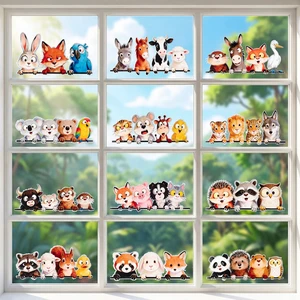Funny Animal Wall Stickers - 12P Animal Vinyl Decals Large Size 13.8x7.5 Inch Waterproof Window Clings for Kids Room Nursery Living Room Decor, Cute Fox Car Decals for Vehicles Funny Animal Wall Stickers - 12P Animal Vinyl Decals Large Size 13.8x7.5 Inch Waterproof Window Clings for Kids Room Nursery Living Room Decor, Cute Fox Car Decals for Vehicles