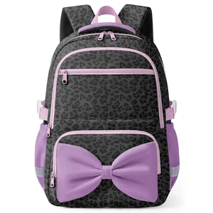 Printed Backpack for Adult Women with Bow | Water-Resistant Printed school bag, Spacious Storage for Elementary and Middle School StudentsBlack Leopard Printed Backpack for Adult Women with Bow | Water-Resistant Printed school bag, Spacious Storage for Elementary and Middle School StudentsBlack Leopard