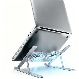 Laptop Cooling Stand with Dual RGB Fans, 7-Level Adjustable Height, Aluminum Ergonomic Laptop Cooler for 11-17'' Notebook (Silver) Laptop Cooling Stand with Dual RGB Fans, 7-Level Adjustable Height, Aluminum Ergonomic Laptop Cooler for 11-17'' Notebook (Silver)