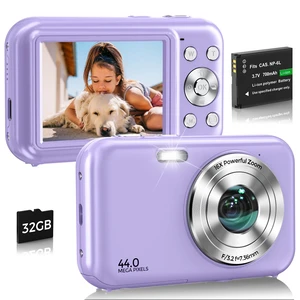 Digital Camera, FHD 1080P 44MP Vlogging Camera (Purple) | 32GB Card, Anti-Shake 16X Zoom Compact Travel Point and Shoot Digital Camera for Beginners Teens Digital Camera, FHD 1080P 44MP Vlogging Camera (Purple) | 32GB Card, Anti-Shake 16X Zoom Compact Travel Point and Shoot Digital Camera for Beginners Teens