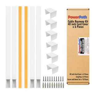 Cord Hider Wall 19.7ft, 6 Pack 236in Cable Raceway, Paintable, Connectors | Hides TV, computer and speaker wires on wall or baseboard. Screws, anchors included. Snapopen lid, cuttable Cord Hider Wall 19.7ft, 6 Pack 236in Cable Raceway, Paintable, Connectors | Hides TV, computer and speaker wires on wall or baseboard. Screws, anchors included. Snapopen lid, cuttable