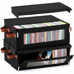 4 Pack CD Storage Box 120-148 CDs Stackable with Window Zipper | 15.7x6.5x6.1in Size, 600D Fabric Handles, Zipper Access, Dustproof Lid Protects Albums, Jewel Case Fits Home Office Bedroom 4 Pack CD Storage Box 120-148 CDs Stackable with Window Zipper | 15.7x6.5x6.1in Size, 600D Fabric Handles, Zipper Access, Dustproof Lid Protects Albums, Jewel Case Fits Home Office Bedroom