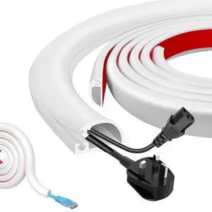 118" Cord Hider, Self-Adhesive Side Open Cable Covers for Wires on Wall | White silicone extension cord covers for home & office, hide TV cords, flexible cable management, cavity 0.59"w × 0.39"h 118" Cord Hider, Self-Adhesive Side Open Cable Covers for Wires on Wall | White silicone extension cord covers for home & office, hide TV cords, flexible cable management, cavity 0.59"w × 0.39"h