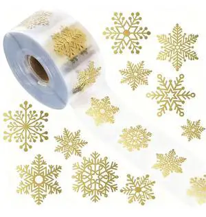 Snowflake Stickers-500Pcs Clear Christmas Stickers Roll Gold Foil Snowflake Stickers Xmas Winter Holiday Round Adhesive Label Stickers Decal for Gift,Card,Envelope Snowflake Stickers-500Pcs Clear Christmas Stickers Roll Gold Foil Snowflake Stickers Xmas Winter Holiday Round Adhesive Label Stickers Decal for Gift,Card,Envelope