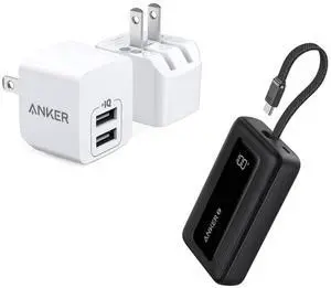 2-Pack Dual Port 12W Wall Charger Adapter with Zolo Power Bank, 10,000mAh 30W High-Speed Portable Charger 2-Pack Dual Port 12W Wall Charger Adapter with Zolo Power Bank, 10,000mAh 30W High-Speed Portable Charger