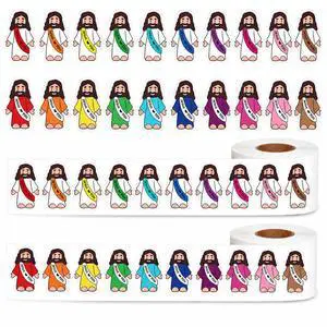 1600 Pcs Jesus Love You Stickers Roll, 1.5 x 1.1 Inch Cute Cartoon Christian Stickers for Kids, Inspirational Religious Stickers for Sunday School, VBS, Church Rewards & Crafts 1600 Pcs Jesus Love You Stickers Roll, 1.5 x 1.1 Inch Cute Cartoon Christian Stickers for Kids, Inspirational Religious Stickers for Sunday School, VBS, Church Rewards & Crafts