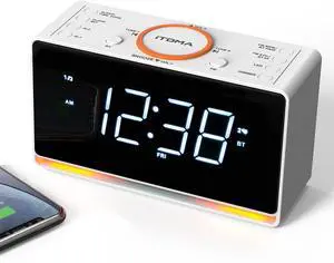 Alarm Clock Radio, 1.4" White LED Display Clock with Bluetooth, FM Radio, Dual Alarm, Sleep Timer, Snooze, Auto & Manual Dimmer, USB Charger and Night Light CKS718 Alarm Clock Radio, 1.4" White LED Display Clock with Bluetooth, FM Radio, Dual Alarm, Sleep Timer, Snooze, Auto & Manual Dimmer, USB Charger and Night Light CKS718