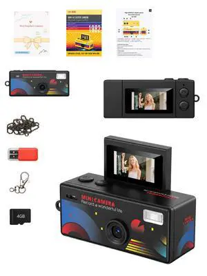 Mini Keychain Camera with Flip 180° Selfie Screen & Flashlight | 1.6MP Pocket Digicam, Video Recording, 4G Card & Reader, 9 Vibrant Colors, Fun Birthday Gift for Adults, Teens, Photographer Mini Keychain Camera with Flip 180° Selfie Screen & Flashlight | 1.6MP Pocket Digicam, Video Recording, 4G Card & Reader, 9 Vibrant Colors, Fun Birthday Gift for Adults, Teens, Photographer