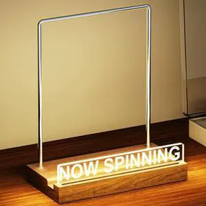 Now Spinning Vinyl Record Stand | Light Up Album Display Holder, Adjustable Warm White Lights, Album Player Stand, Fingerprint-Proof Acrylic Now Spinning Vinyl Record Stand | Light Up Album Display Holder, Adjustable Warm White Lights, Album Player Stand, Fingerprint-Proof Acrylic