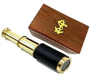 6" Brass Handheld Telescope with Wooden Box - Pirate Navigation with Anchor Wooden Box Rustic Vintage Home Decor Gifts 6" Brass Handheld Telescope with Wooden Box - Pirate Navigation with Anchor Wooden Box Rustic Vintage Home Decor Gifts