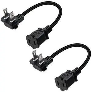 2-Pack Elbow Plug 90 Degree Polarized USA Outlet Saver Power Extension Cord Cable 125V 10A 2-Prong 2 Outlets NEMA 5-15P to NEMA 5-15R, 1.6ft/50cm 2-Pack Elbow Plug 90 Degree Polarized USA Outlet Saver Power Extension Cord Cable 125V 10A 2-Prong 2 Outlets NEMA 5-15P to NEMA 5-15R, 1.6ft/50cm