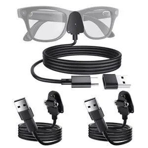 Charging Adapter Cable Compatible with Ray-Ban Oakley Meta AI Smart Glasses(Gen 1&2),Portable Charger USB C Port for Wayfarer,Skyler,Headliner and HSTN Meta Accessories(2 Pcs) Charging Adapter Cable Compatible with Ray-Ban Oakley Meta AI Smart Glasses(Gen 1&2),Portable Charger USB C Port for Wayfarer,Skyler,Headliner and HSTN Meta Accessories(2 Pcs)
