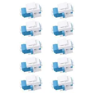 LC-LC Duplex UPC Keystone Fiber Adapter, 10pcs | LC Duplex UPC OS2 keystone couplers, Singlemode, for fiber wall plates and patch panels. Low insertion loss, snap-in design LC-LC Duplex UPC Keystone Fiber Adapter, 10pcs | LC Duplex UPC OS2 keystone couplers, Singlemode, for fiber wall plates and patch panels. Low insertion loss, snap-in design