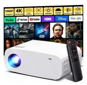 Projector, Mini Projector with WiFi and Bluetooth, Built-in Apps, Auto Focus & Keystone,Native 1080P Support, Portable Outdoor Smart Projector,White Projector, Mini Projector with WiFi and Bluetooth, Built-in Apps, Auto Focus & Keystone,Native 1080P Support, Portable Outdoor Smart Projector,White