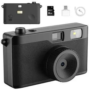 Vintage Digital Camera, Reusable 12MP Screen Free Retro Digital Camera | Unlimited DIY Filters, OTG STransfer & Flash Light for Summer Camp with 8GB Micro SD Card, OTG Adapter & Type-C Cable(Black) Vintage Digital Camera, Reusable 12MP Screen Free Retro Digital Camera | Unlimited DIY Filters, OTG STransfer & Flash Light for Summer Camp with 8GB Micro SD Card, OTG Adapter & Type-C Cable(Black)