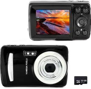 16MP Compact Digital Camera with 2.4" LCD Screen, 32GB Micro SD Card Easy Point and Shoot Camera for Kids, Teens, Beginners & Seniors | USB Cable Included | Lightweight Travel-Friendly 16MP Compact Digital Camera with 2.4" LCD Screen, 32GB Micro SD Card Easy Point and Shoot Camera for Kids, Teens, Beginners & Seniors | USB Cable Included | Lightweight Travel-Friendly