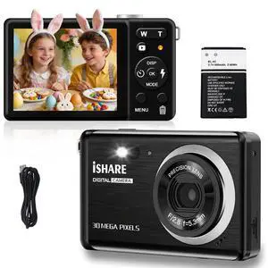 Digital Camera 30MP FHD 1080P Point and Shoot Camera with 2.8" LCD 18X Digital Zoom, Compact Rechargeable Kids Camera for Teens Students Seniors Vlogging (Black) Digital Camera 30MP FHD 1080P Point and Shoot Camera with 2.8" LCD 18X Digital Zoom, Compact Rechargeable Kids Camera for Teens Students Seniors Vlogging (Black)