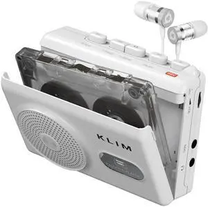 Cassette Tape Player and Recorder with Microphone Built-in Speaker | Automatic Stop Protects Tapes - Runs on 2 AA Batteries or AC Adapter, Includes Earphones, White Cassette Tape Player and Recorder with Microphone Built-in Speaker | Automatic Stop Protects Tapes - Runs on 2 AA Batteries or AC Adapter, Includes Earphones, White