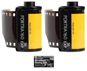 Kodak Professional Portra 160 Color Negative Film (35mm Roll Film, 36 Exposures) 2-Pack with Cleaning Cloth Kodak Professional Portra 160 Color Negative Film (35mm Roll Film, 36 Exposures) 2-Pack with Cleaning Cloth