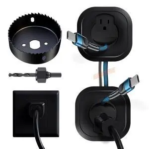 in-Wall Cable Management Kit for Wall Mounted TV - White Power & Low Voltage Cord Hider with Hole Saw, Extension Cord & Splitter - Hide TV Wires Behind Walls for Clean Home Theater & Gaming Setup in-Wall Cable Management Kit for Wall Mounted TV - White Power & Low Voltage Cord Hider with Hole Saw, Extension Cord & Splitter - Hide TV Wires Behind Walls for Clean Home Theater & Gaming Setup