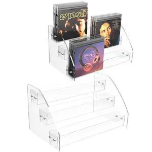 2 Pack 3Tier Clear Acrylic CD Organizers, Display Rack Holds up to 36 Standard DVD Cases for Media Storage and Organization 2 Pack 3Tier Clear Acrylic CD Organizers, Display Rack Holds up to 36 Standard DVD Cases for Media Storage and Organization