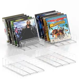 4 Pcs Acrylic CD Display Rack, Clear DVD Holder, Holds up to 56 CD Cases | Vinyl Record Display Stand, Storage Organizer 4 Pcs Acrylic CD Display Rack, Clear DVD Holder, Holds up to 56 CD Cases | Vinyl Record Display Stand, Storage Organizer