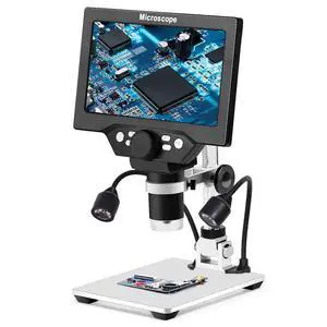 7" LCD Digital Microscope for Adults, 1200X Coin Magnifier with Screen, 12MP 1080P USB Camera, Metal Stand, 8 LED Lights, PC View for Soldering and PCB Repair 7" LCD Digital Microscope for Adults, 1200X Coin Magnifier with Screen, 12MP 1080P USB Camera, Metal Stand, 8 LED Lights, PC View for Soldering and PCB Repair