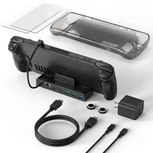 Steam Deck Dock, All-in-One Accessories Bundle for Steam Deck | 4K@60Hz Docking Station, 65W Fast Charger, USB C & HDMI Cable, Protective Case, Screen Protectors & Thumb Grips Steam Deck Dock, All-in-One Accessories Bundle for Steam Deck | 4K@60Hz Docking Station, 65W Fast Charger, USB C & HDMI Cable, Protective Case, Screen Protectors & Thumb Grips