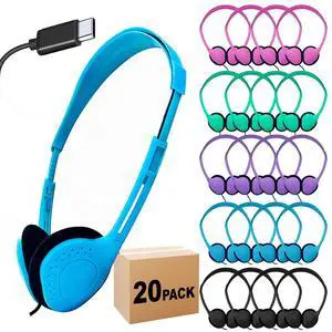 USB-C Headphones, 20-Pack, Multi Color | Bulk Pack, Suitable for Classroom & School, For Children & Teenagers, Compatible with Pad & Smartphones USB-C Headphones, 20-Pack, Multi Color | Bulk Pack, Suitable for Classroom & School, For Children & Teenagers, Compatible with Pad & Smartphones