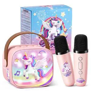 Unicorn Karaoke Machine for Kids, Clear&Loud Sound Portable Mini Karaoke Machine+2 Wireless Microphones for Kids, 4 Voice Changers+Bluetooth, Birthday Gifts for 2-8 Year Old Girls Unicorn Gifts Unicorn Karaoke Machine for Kids, Clear&Loud Sound Portable Mini Karaoke Machine+2 Wireless Microphones for Kids, 4 Voice Changers+Bluetooth, Birthday Gifts for 2-8 Year Old Girls Unicorn Gifts