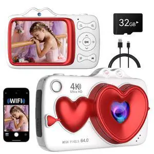 Digital Camera,4K 64MP Autofocus Vlogging Camera with Dual Lens,18X Zoom/WiFi/32GB Card/,Point and Shoot Cameras for Boys Girls Gifts (XJ700-White) Digital Camera,4K 64MP Autofocus Vlogging Camera with Dual Lens,18X Zoom/WiFi/32GB Card/,Point and Shoot Cameras for Boys Girls Gifts (XJ700-White)