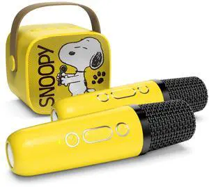 Peanuts Snoopy Dance Wireless Speaker and (2) Karaoke Microphones- Yellow Peanuts Snoopy Dance Wireless Speaker and (2) Karaoke Microphones- Yellow