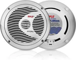 6.5 Dual Marine Speakers - 2 Way Waterproof and Weather Resistant Outdoor Audio Stereo Sound System with 150 Watt Power, Polyprone Cone and Cloth Surround - 1 Pair - PLMR60S (Silver) 6.5 Dual Marine Speakers - 2 Way Waterproof and Weather Resistant Outdoor Audio Stereo Sound System with 150 Watt Power, Polyprone Cone and Cloth Surround - 1 Pair - PLMR60S (Silver)