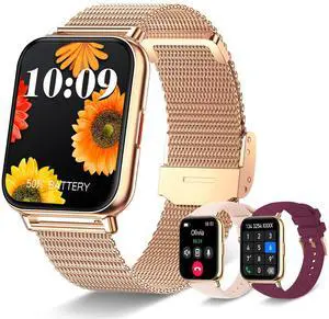 Smart Watch (Answer/Make Calls), Smart Watches for Women, Fitness Tracker with Heart Rate Sleep Monitor Pedometer Calories, Waterproof Fitness Watch for Android iPhone (Rose Gold) Smart Watch (Answer/Make Calls), Smart Watches for Women, Fitness Tracker with Heart Rate Sleep Monitor Pedometer Calories, Waterproof Fitness Watch for Android iPhone (Rose Gold)