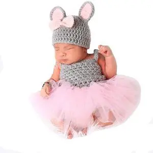 Newborn Baby Girls Photography Elephant Outfits Infant Baby Photo Lace Tutu Skirt Crochet Dress Hat Newborn Baby Girls Photography Elephant Outfits Infant Baby Photo Lace Tutu Skirt Crochet Dress Hat