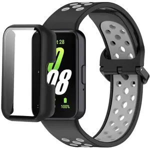 Silicone Bands Compatible with Samsung Galaxy Fit 3 SM-R390, with PC Case Waterproof Sport Watch Band Soft Breathable Strips for Men Women Silicone Bands Compatible with Samsung Galaxy Fit 3 SM-R390, with PC Case Waterproof Sport Watch Band Soft Breathable Strips for Men Women