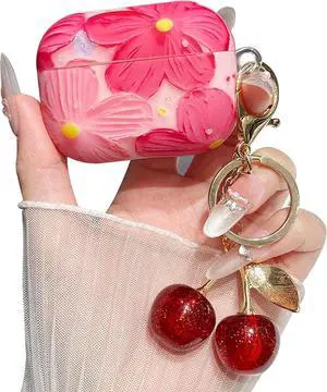 for AirPod 4 Case Cute Silicone Women Girly Aesthetic Cherries with Glitter Sparkle Cherry Keychain, Soft Protective Cover for AirPods 4 for AirPod 4 Case Cute Silicone Women Girly Aesthetic Cherries with Glitter Sparkle Cherry Keychain, Soft Protective Cover for AirPods 4