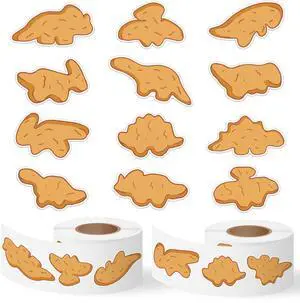 Dino Nuggets Stickers - 2000Pcs in 2 Rolls Cute Decals for Kids | 12 Designs Dinosaur Chicken Nuggets, Funny Waterproof Adhesive Roll Stickers, Birthday Party Favors, Guitar Laptop Home Decor Dino Nuggets Stickers - 2000Pcs in 2 Rolls Cute Decals for Kids | 12 Designs Dinosaur Chicken Nuggets, Funny Waterproof Adhesive Roll Stickers, Birthday Party Favors, Guitar Laptop Home Decor