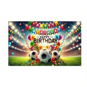 Soccer Stadium Birthday Banner 71x43 Inch Polyester Party | Happy Birthday Backdrop, Soccer Stadium Theme, Polyester Material, Ideal for Sports Fields, Backyards, Fences & Living Rooms Soccer Stadium Birthday Banner 71x43 Inch Polyester Party | Happy Birthday Backdrop, Soccer Stadium Theme, Polyester Material, Ideal for Sports Fields, Backyards, Fences & Living Rooms